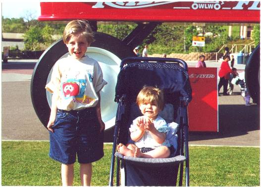 Jessica and Julia, Summer 2000 at the Zoo! (yes that is a HUGE red wagon)...